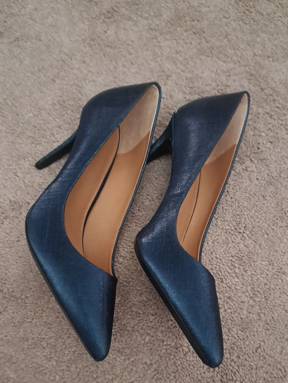 Calvin Klein Metallic Deep Teal Pointed-Toe Pumps